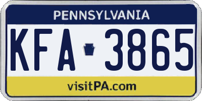 PA license plate KFA3865