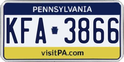 PA license plate KFA3866