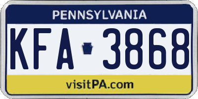 PA license plate KFA3868