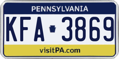 PA license plate KFA3869