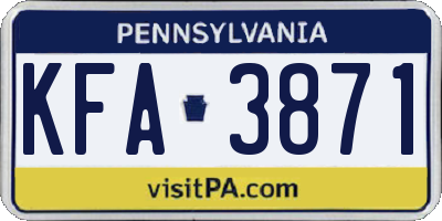 PA license plate KFA3871