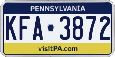 PA license plate KFA3872