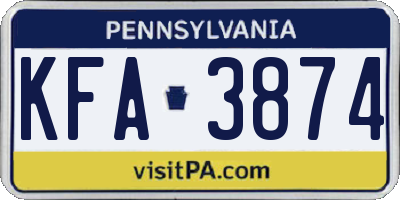PA license plate KFA3874
