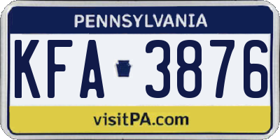 PA license plate KFA3876
