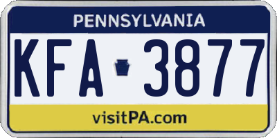 PA license plate KFA3877