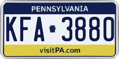 PA license plate KFA3880