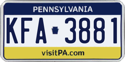 PA license plate KFA3881