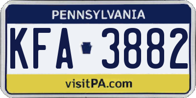 PA license plate KFA3882