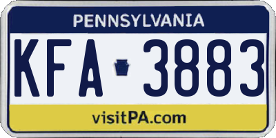 PA license plate KFA3883
