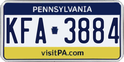 PA license plate KFA3884