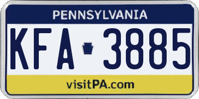PA license plate KFA3885