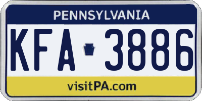 PA license plate KFA3886
