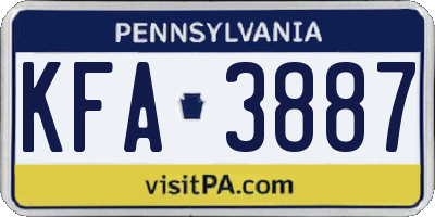 PA license plate KFA3887