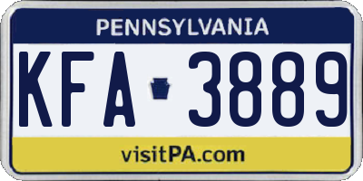 PA license plate KFA3889