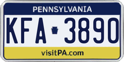 PA license plate KFA3890