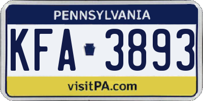 PA license plate KFA3893
