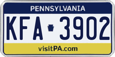 PA license plate KFA3902
