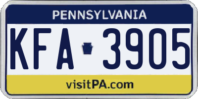 PA license plate KFA3905