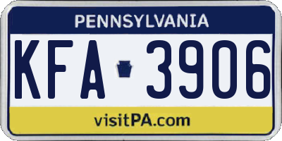 PA license plate KFA3906