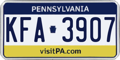 PA license plate KFA3907