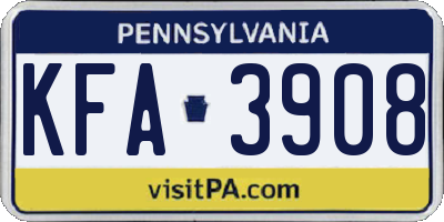PA license plate KFA3908