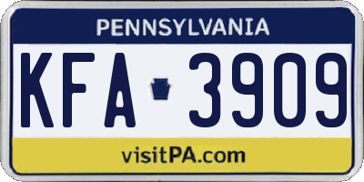 PA license plate KFA3909