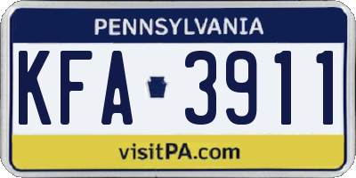 PA license plate KFA3911