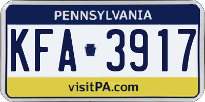 PA license plate KFA3917