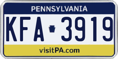 PA license plate KFA3919