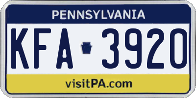 PA license plate KFA3920