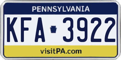 PA license plate KFA3922