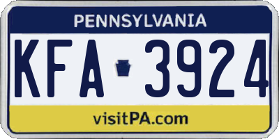 PA license plate KFA3924