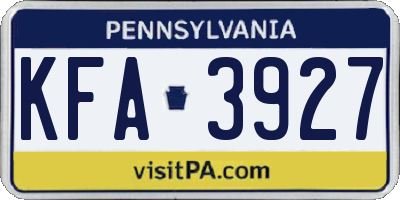 PA license plate KFA3927