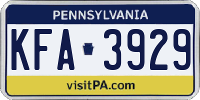 PA license plate KFA3929