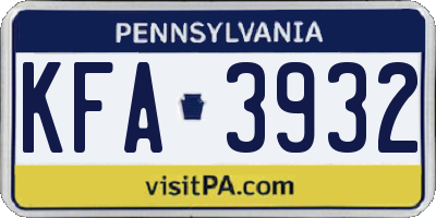 PA license plate KFA3932