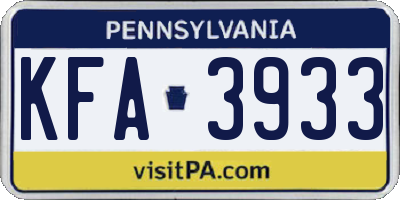 PA license plate KFA3933