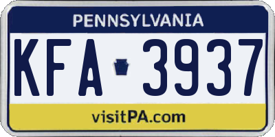 PA license plate KFA3937
