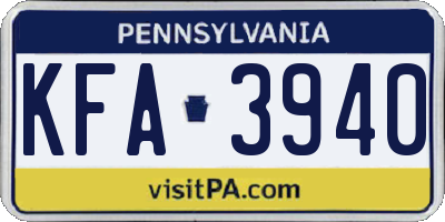 PA license plate KFA3940
