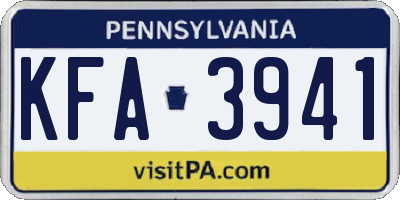 PA license plate KFA3941