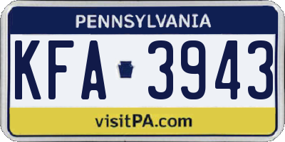 PA license plate KFA3943