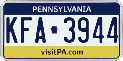 PA license plate KFA3944