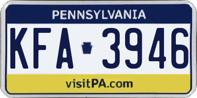 PA license plate KFA3946