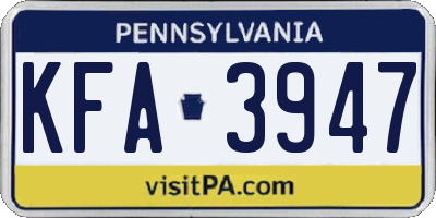 PA license plate KFA3947