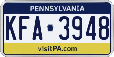 PA license plate KFA3948