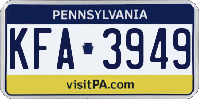 PA license plate KFA3949
