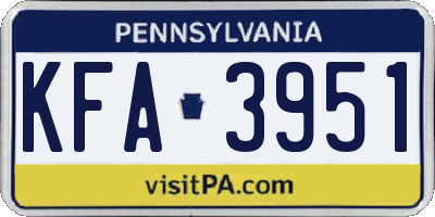 PA license plate KFA3951