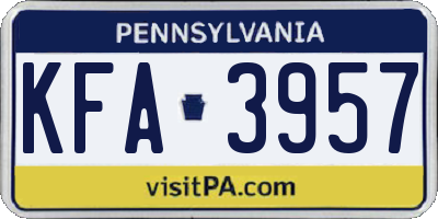 PA license plate KFA3957