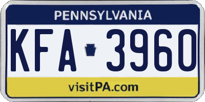 PA license plate KFA3960
