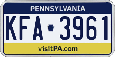 PA license plate KFA3961