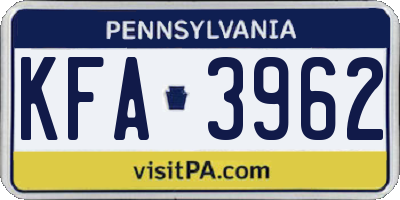 PA license plate KFA3962